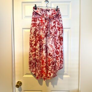 Maeve Floral Red and White Women's Maxi Skirt Size Small